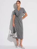 Twist Front V-Neck Women Knit Maxi Dress GOELIA
