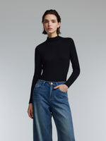 [Preview] Tencel Acetate Silk Blend Women Mock Neck Knit Top GOELIA