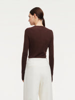 Cashmere Mulberry Silk Tencel Blend Women Knit Top GOELIA
