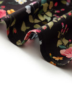 Mulberry Silk Rose Printed Women Maxi Dress GOELIA