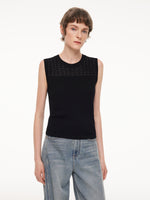 Lyocell Blend Rhinestone Women Knit Tank Top GOELIA