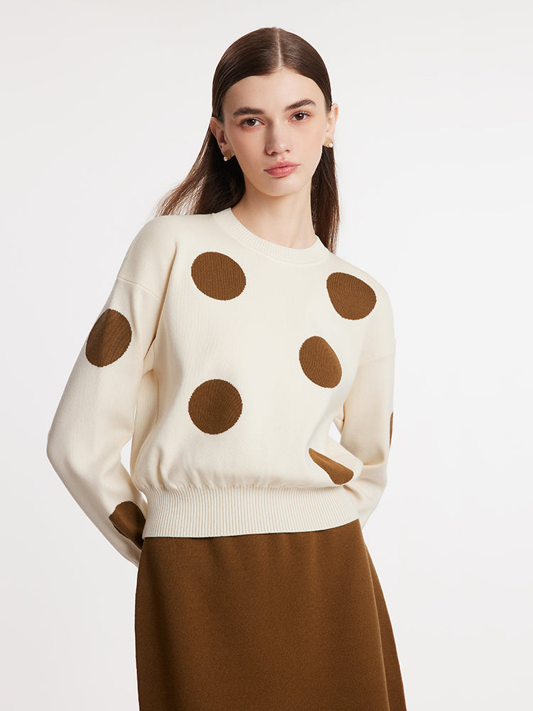 Tencel Wool Blend Polka Dots Sweater And Knitted Skirt Two-Piece Set GOELIA