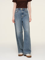 Cotton Denim Adjustable Waist Women Curved Jeans GOELIA