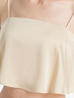 Acetate Ruffle Women Crop Camisole With Bra Pads GOELIA