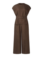 100% Linen Blouse And Pants Two-Piece Set GOELIA