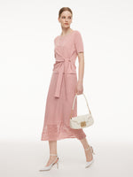 Tencel Blend Tie Front Knit Top And Crocheted Column Skirt Two-Piece Set GOELIA
