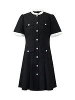 Ruffle Trim Pearl Buttons Women Mini Dress GOELIA