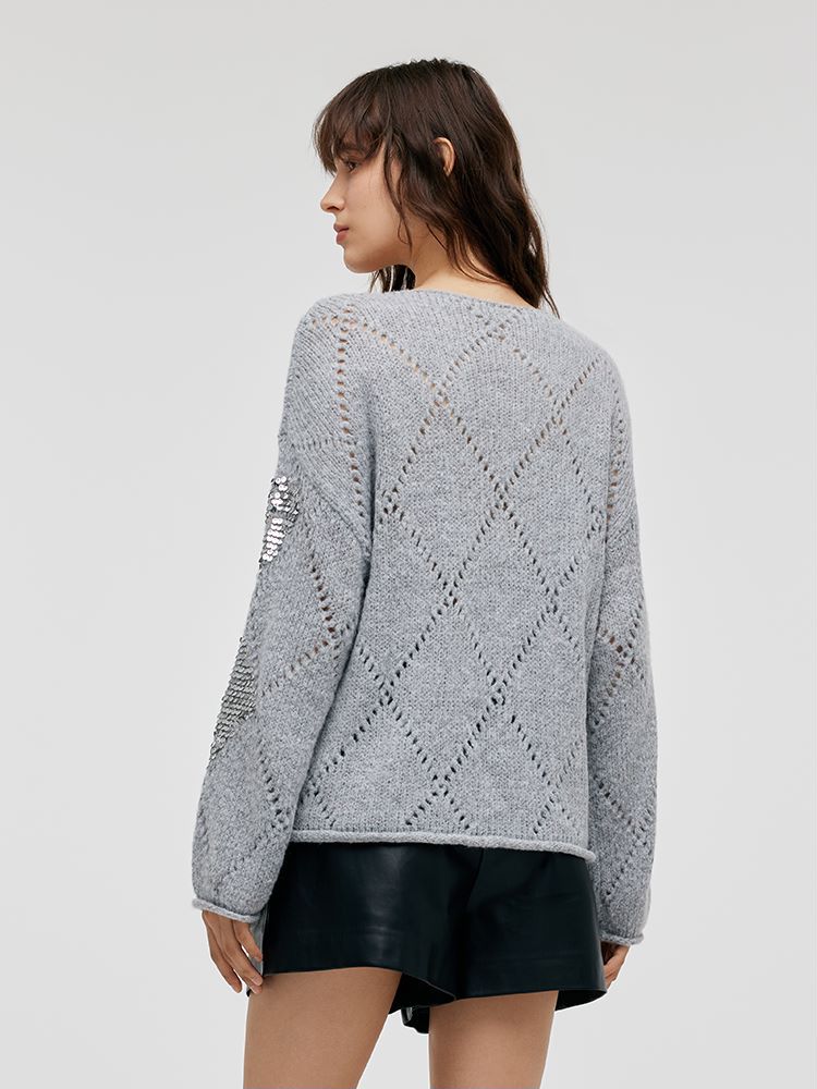 Mohair Wool Blend Sequins Women Sweater