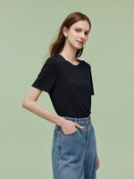 Two-pack (Black & White) Modal Round Neck Unisex T-Shirt GOELIA