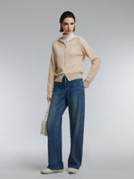 [Preview] 100% Cashmere Seamless Women Hooded Zip-Up Cardigan GOELIA