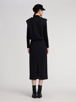 Knit Vest & Mock Neck Top & Skirt Three-Piece Set GOELIA