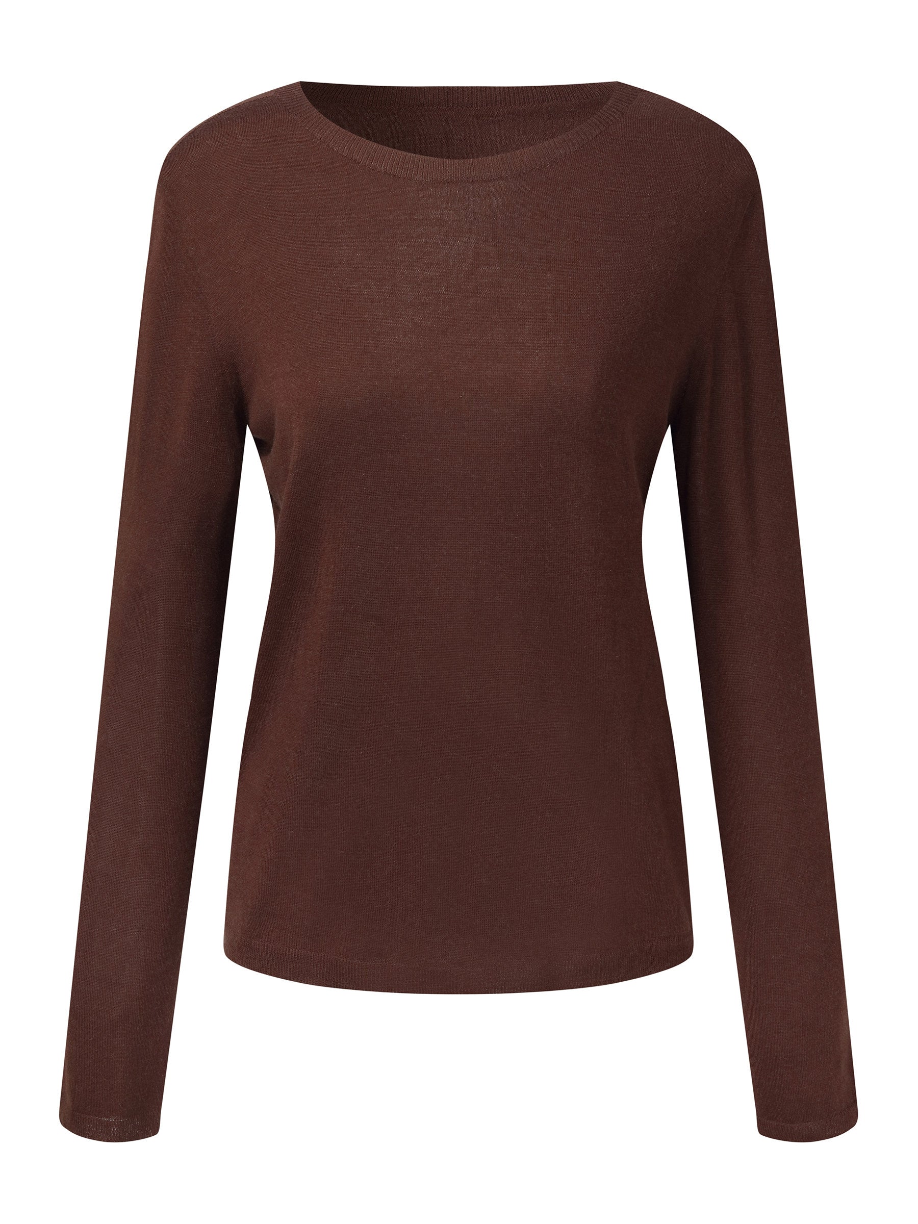 [Preview] Cashmere Mulberry Silk Lyocell Blend Crew Neck Women Knit Top GOELIA