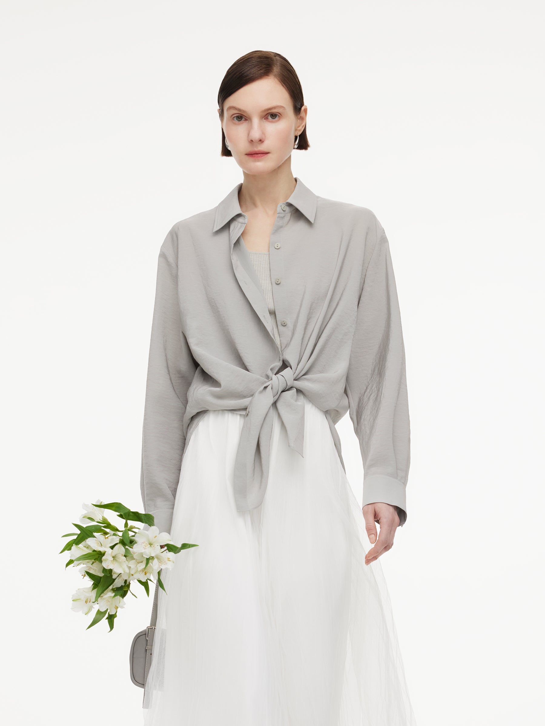 Triacetate Blend Women Oversized Shirt GOELIA