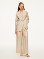 Tencel Acetate Linen Blend Women Straight Leg Pants GOELIA