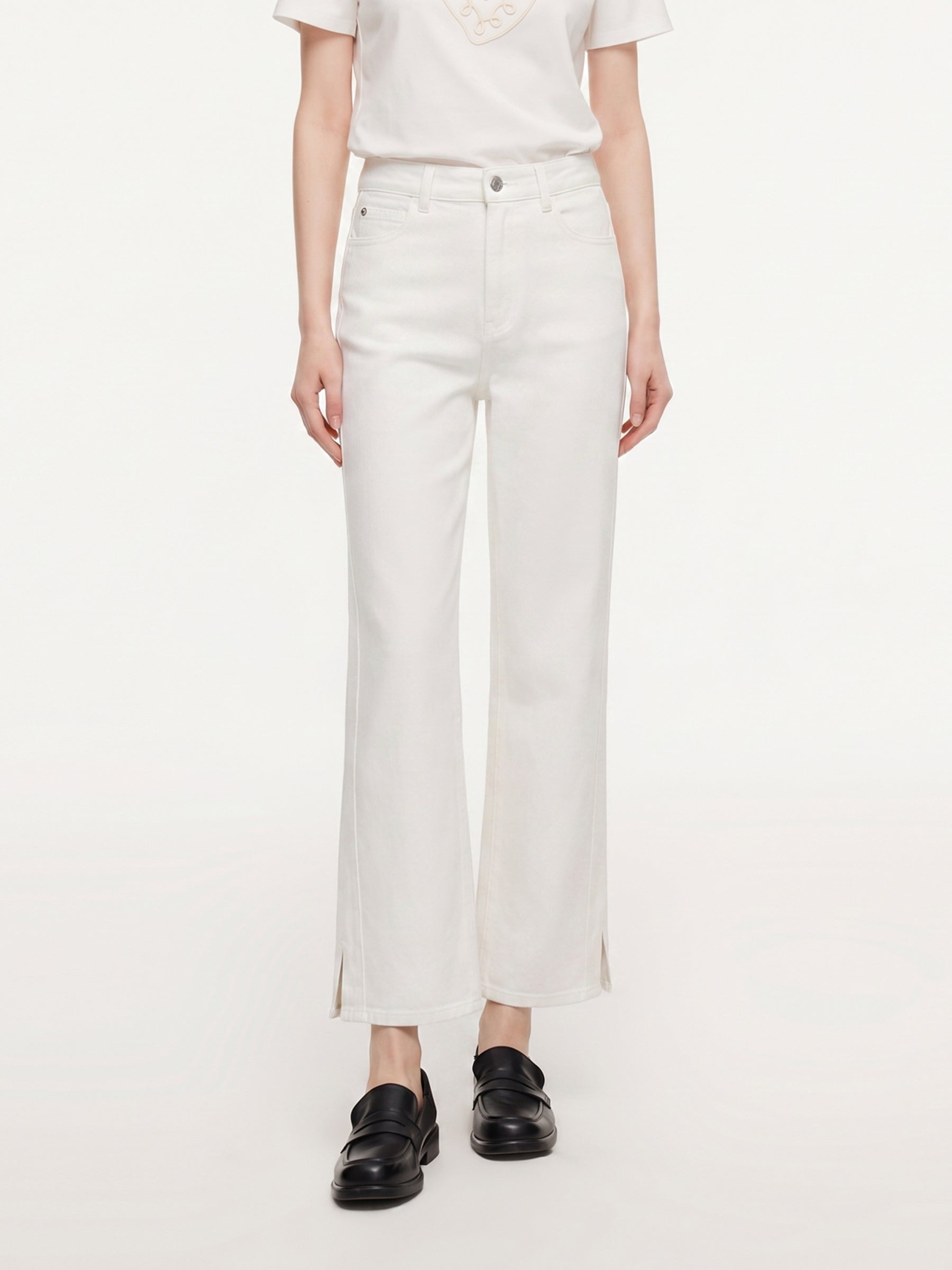 [Preview] Lyocell Blend Women Ankle-Length Side Slit Jeans GOELIA