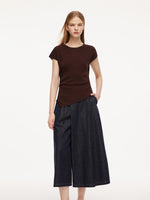 Lyocell Blend Side Drawstring Women Asymmetric Knit Top GOELIA