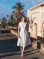 100% Cotton Bubble Hem Women Sleeveless Maxi Dress With Bag GOELIA