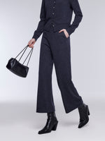 100% Merino Wool Rhinestone Women Knit Pants GOELIA