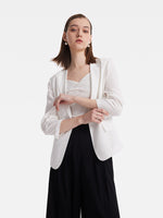 Triacetate Gathered Waist Ruched Sleeves Women Blazer GOELIA