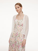 Lyocell Blend Crochet Women Open-Knit Cardigan GOELIA