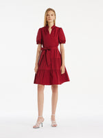 Puff Sleeves Tiered Women Mini Dress With Belt GOELIA