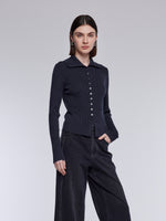 [Preview] 100% Wool Convertible Neck Women Cardigan GOELIA