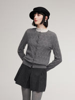 100% Cashmere Jacquard Women Cardigan GOELIA