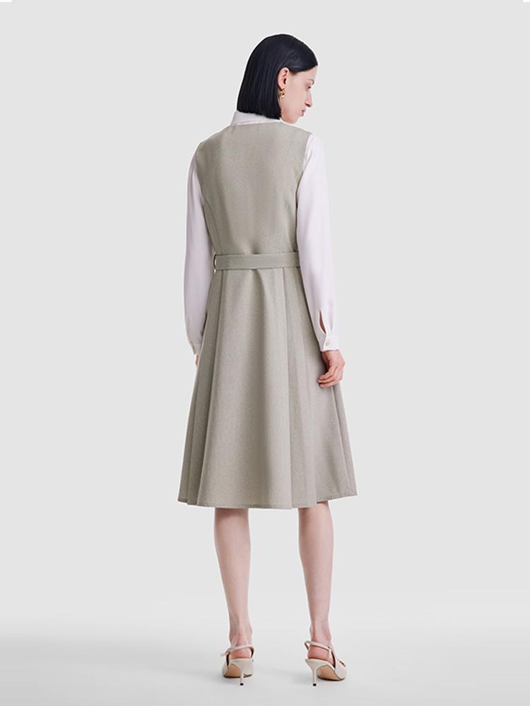 Light Olive Grey Two-Piece Suit Dress GOELIA