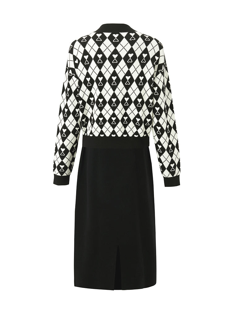 Knitted Jacquard Sweater And Half Skirt Two-Piece Set GOELIA