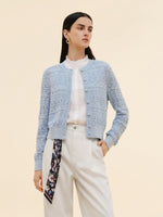 Cotton Openwork Women Round Neck Cardigan GOELIA