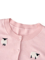 Textured Sheep Embroidered Women Cardigan GOELIA