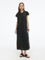 19MM Gambiered Canton Gauze Women Qipao Maxi Dress GOELIA