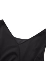 Tencel Blend Sleeveless Women Knit Midi Dress With Detachable Flounce Overlay GOELIA
