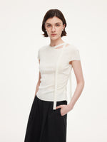 Triacetate Lyocell Blend Women Ribbon Knit Top GOELIA