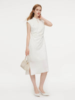 Jacquard Ruched Waist Women Qipao Maxi Dress GOELIA