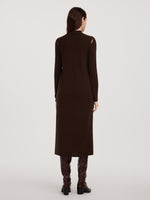 100% Wool Mock Neck Women Knit Maxi Dress GOELIA
