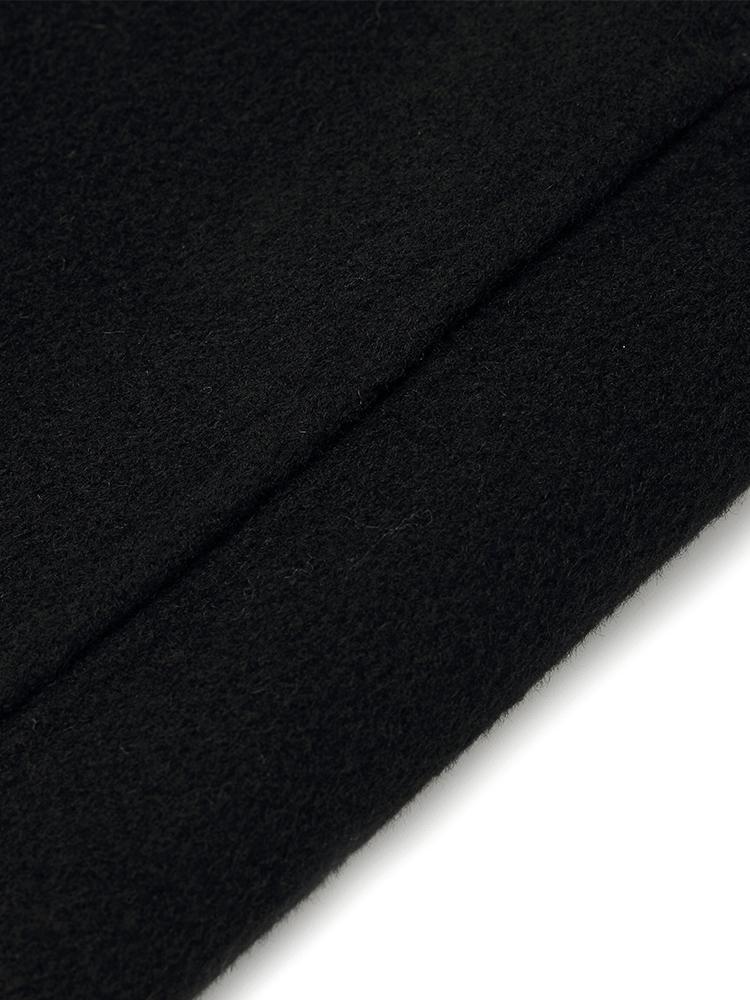 Tencel Wool Notched Lapel Mid-Length Coat With Belt GOELIA