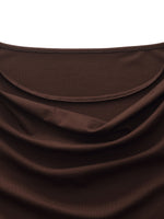 Tencel Blend Stretchy Knit Top And A-Line Skirt Two-Piece Set GOELIA