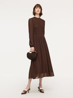 Ruffle Round Neck Women Smocked Maxi Dress GOELIA