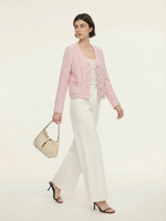 V-Neck Single-Breasted Women Textured Cardigan GOELIA
