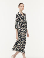 100% Cotton Floral Print Twist Front Women Maxi Dress GOELIA