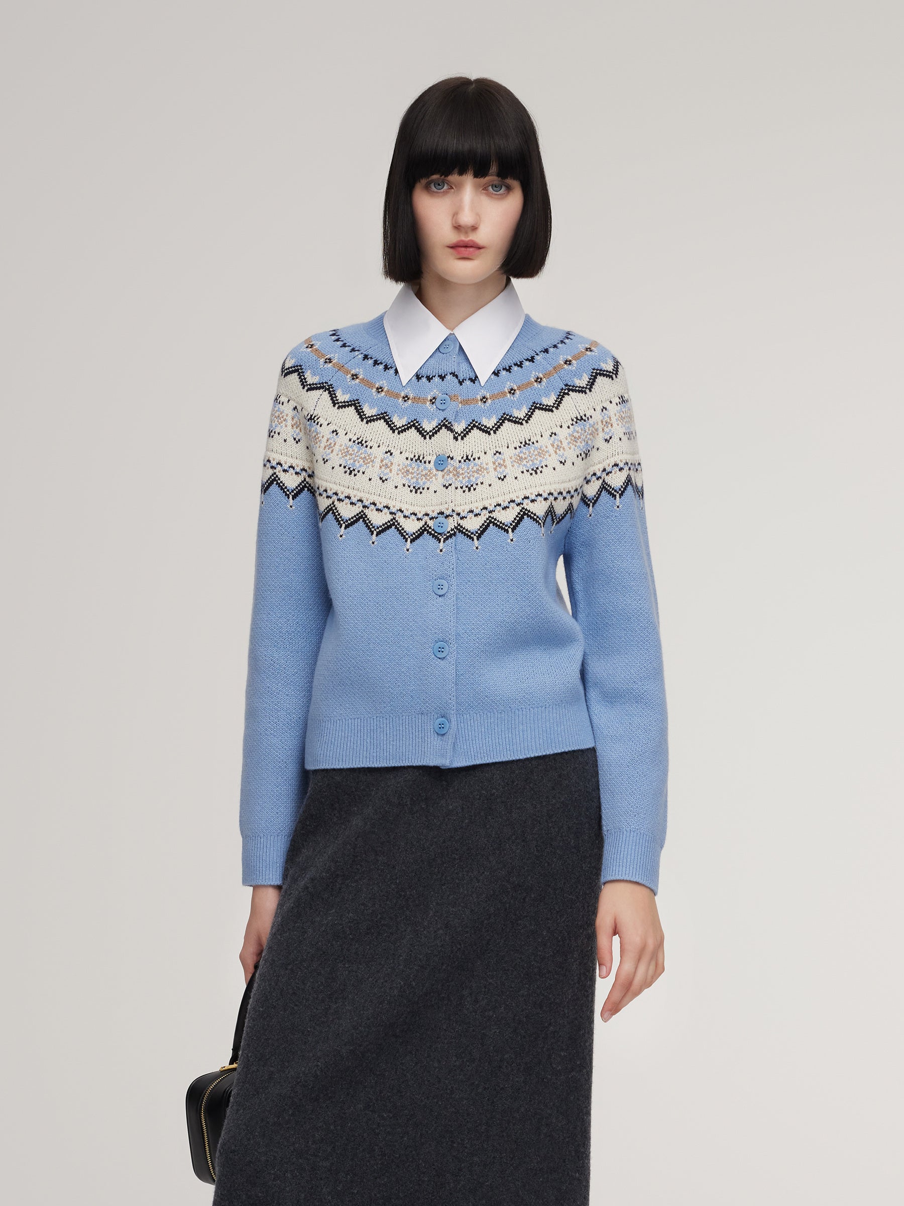 [Preview] Wool Blend Fair Isle Women Cardigan GOELIA