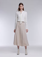 [Preview] Wool Blend Tie Neck Women Knit Top With GO Buckle GOELIA