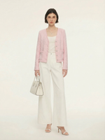 V-Neck Single-Breasted Women Textured Cardigan GOELIA