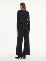 V-Neck Knit Top And Pants Two-Piece Set With Silk Scarf GOELIA