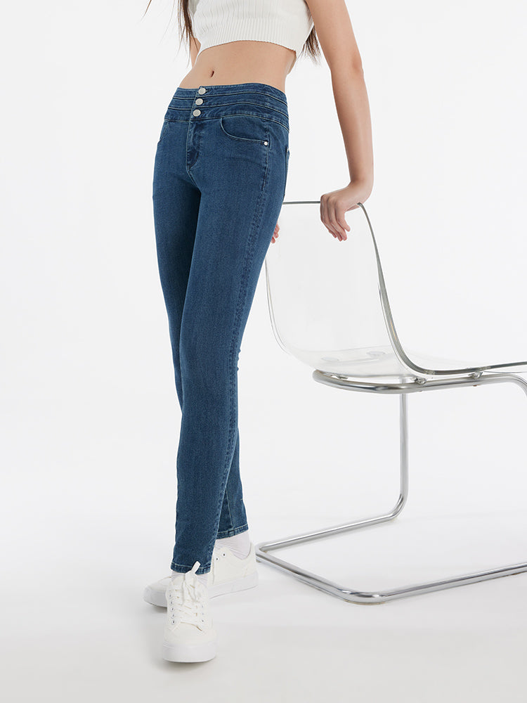 Black High-Waist Sheath Jeans