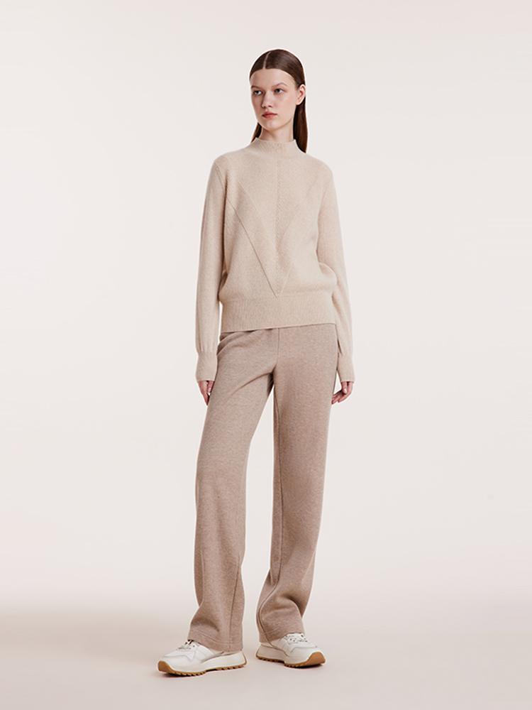 Beige Pure Cashmere Mock Neck Sweater GOELIA