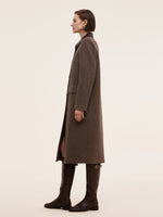 100% Washable Wool Leather Collar Women Coat GOELIA