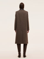 100% Washable Wool Leather Collar Women Coat GOELIA