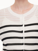 Acetate Cotton Blend Stripe Women Cardigan GOELIA